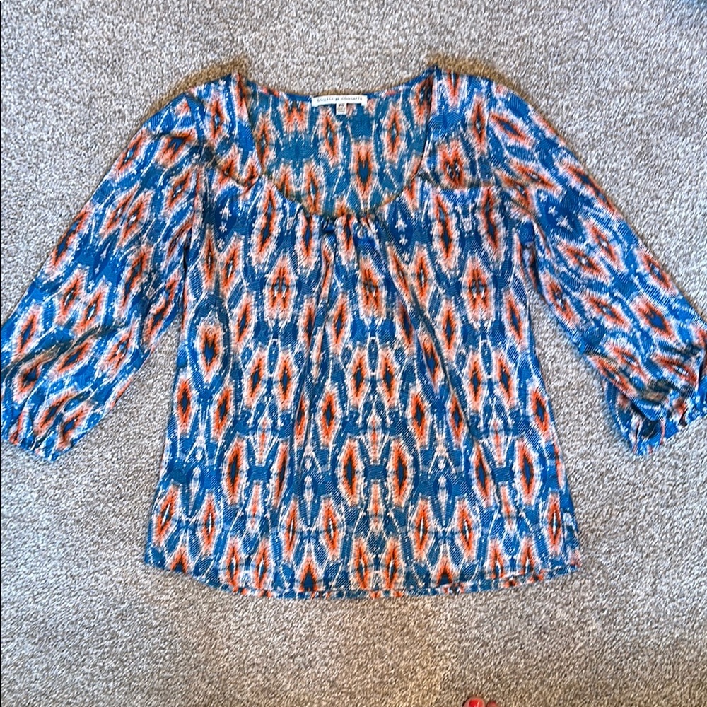 Collective Concepts Blue and Orange Blouse